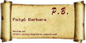 Palyó Barbara névjegykártya